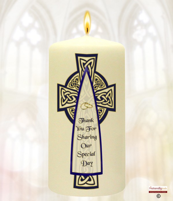 Celtic Cross Navy & Gold Wedding Favour (Ivory)