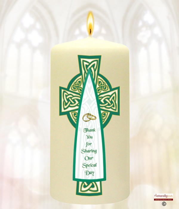 Celtic Cross Green Wedding Favour (Ivory)