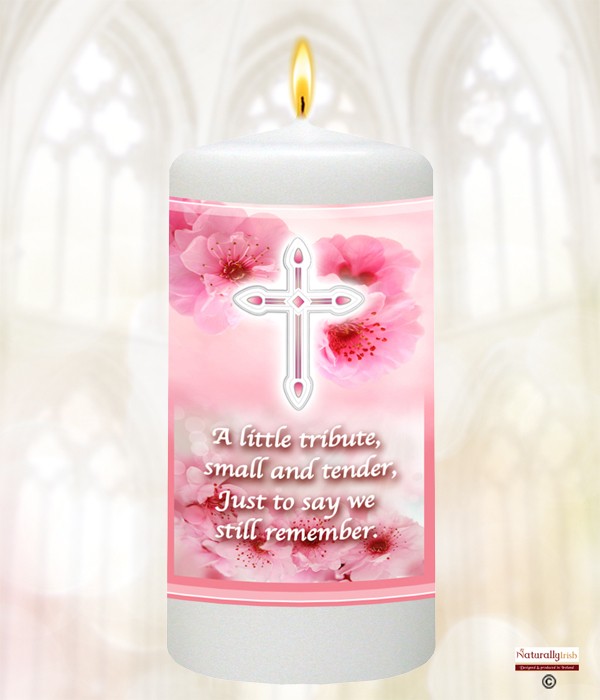 Cross Pink Remembrance Favour Candle (White)