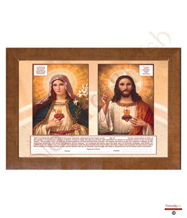 Blessed Mary & Sacred Heart with Words Colour (001) RM Frame