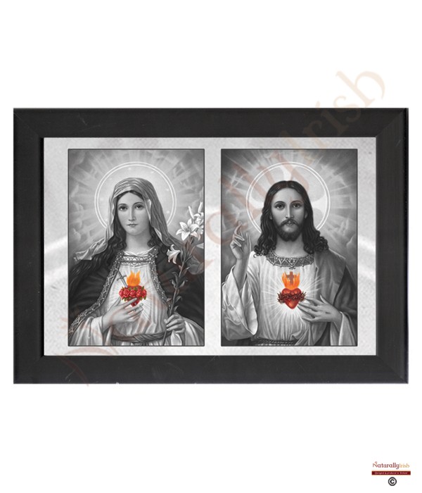Blessed Mary & Sacred Heart B&W (002) RM Frame