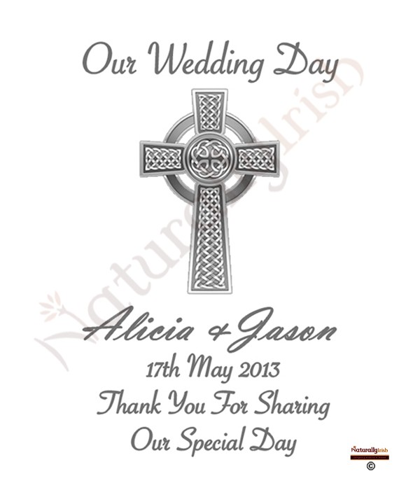 Celtic Hi-Cross Silver Script Wedding Favour (White)