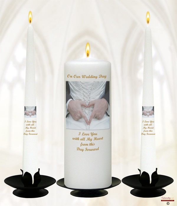 Heart of Love Gold Wedding Candles